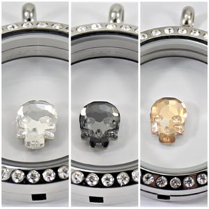 Crystal Skull Floating Charm for Glass Locket