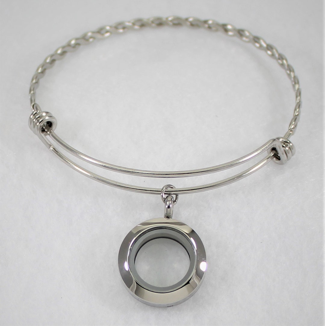 20mm Floating Locket Expandable Bangle Bracelet / Glass Locket / Memory ...