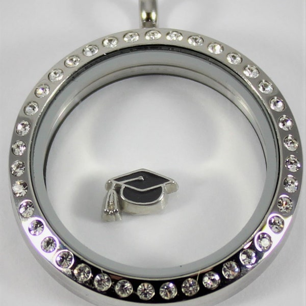 Graduation Cap Floating Charm for Glass locket