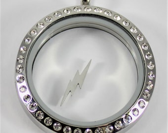 Silver Mirrored Lightning Bolt Floating Charm for Glass Locket