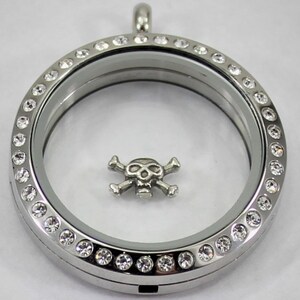 Skull & Crossbones Floating Charm for Glass Locket