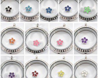 Rhinestone Flower Floating Charm for Glass locket