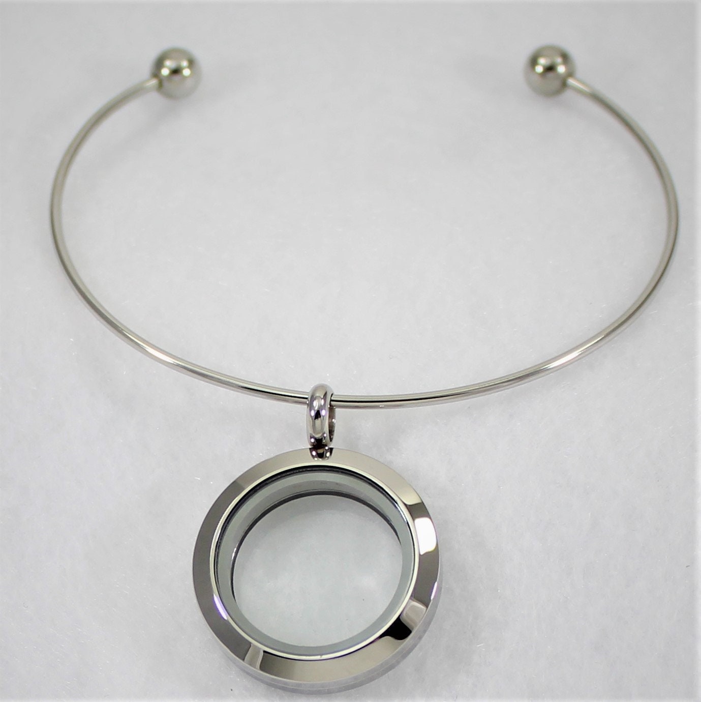 25mm Floating Locket Open Bangle Bracelet / Glass Locket / Memory ...