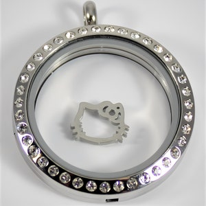Mirrored Cartoon Kitty Floating Charm for Glass Locket