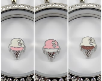 Ice Cream Cone Floating Charm for Glass locket