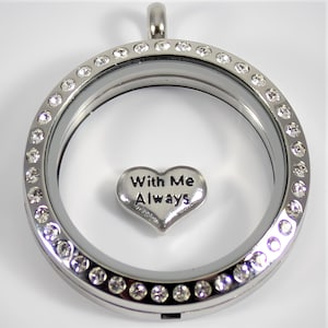 With Me Always Heart Floating Charm for Glass Locket