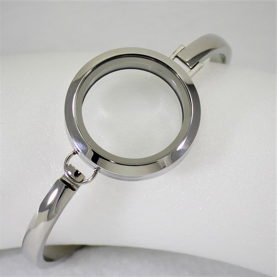 Stainless Steel Circle Bracelet Rhinestone Floating Locket Pendant Women's  | eBay