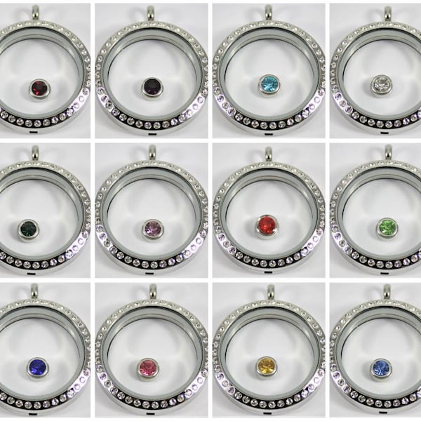 Charm flotante de piedra natal para medallón de cristal