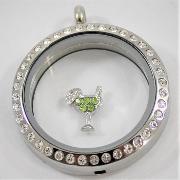 Rhinestone Margarita Floating Charm for Glass Locket