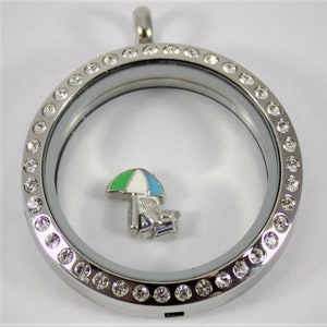 Beach Chair and Umbrella Floating Charm for Glass locket