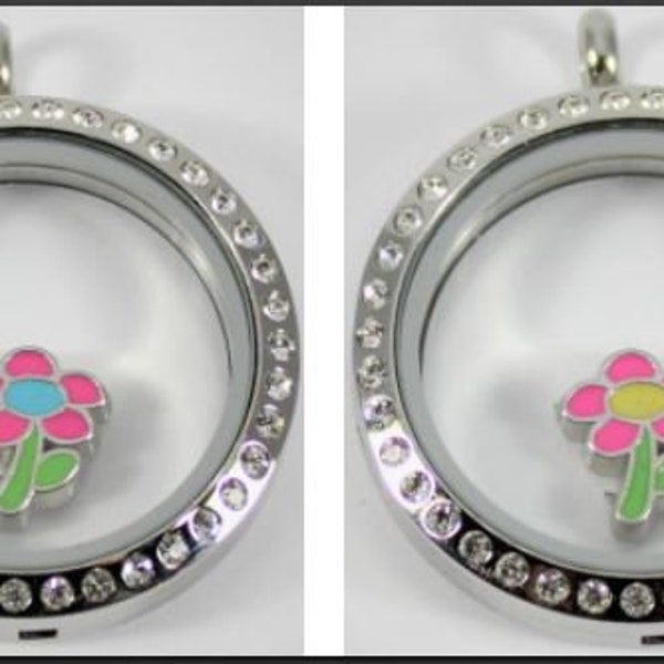 Pink Daisy Floating Charm for Glass locket