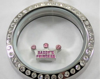 Daddy's Princess Crown Floating Charm for Glass Locket