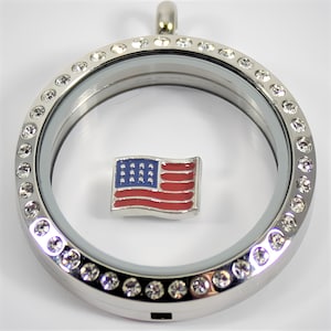 American Flag Floating Charm for Glass Locket