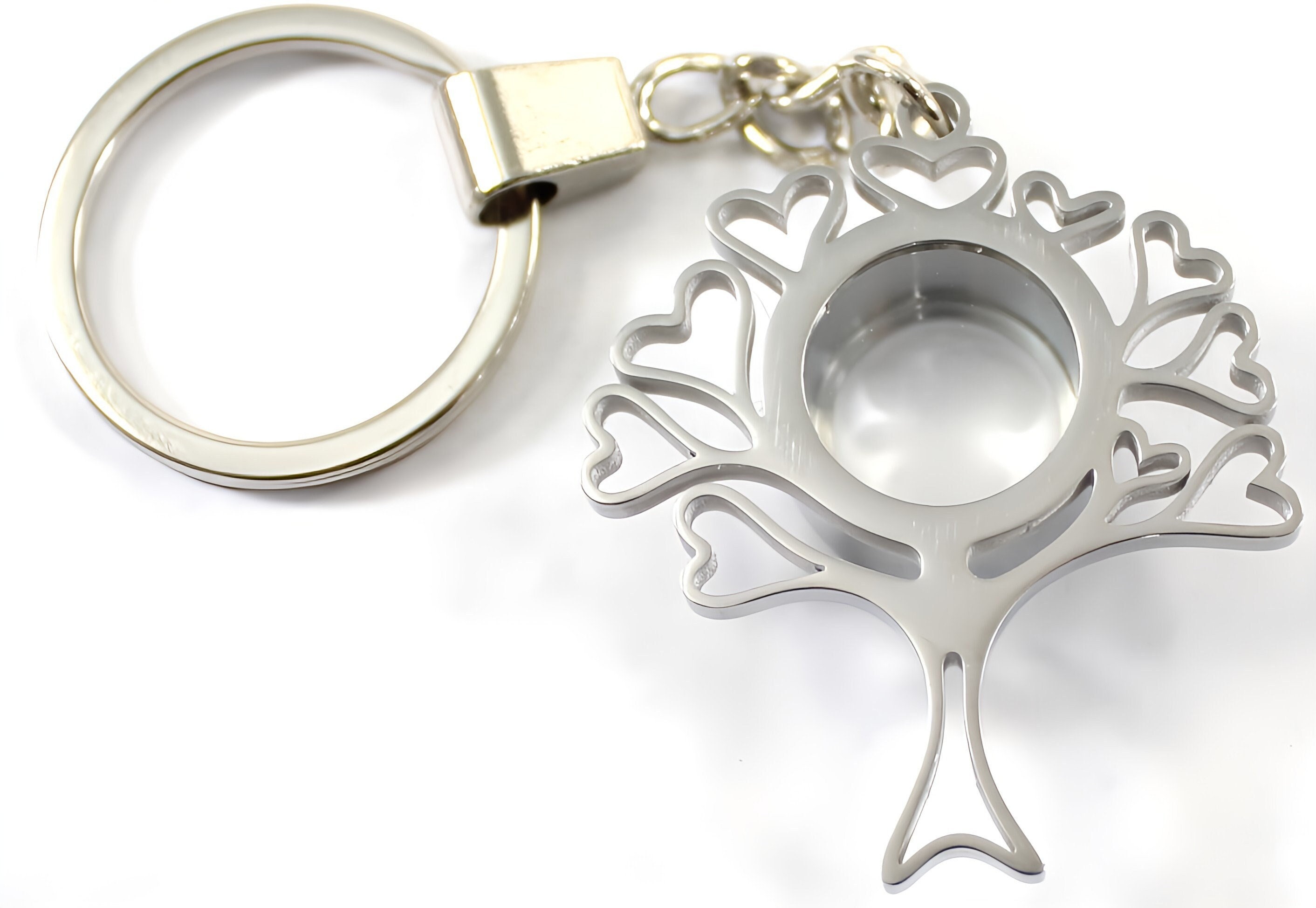 20mm Tree Of Life / Family Tree Floating Deep Locket Keychain / Glass Locket / Memory Locket Pendant Stainless Steel