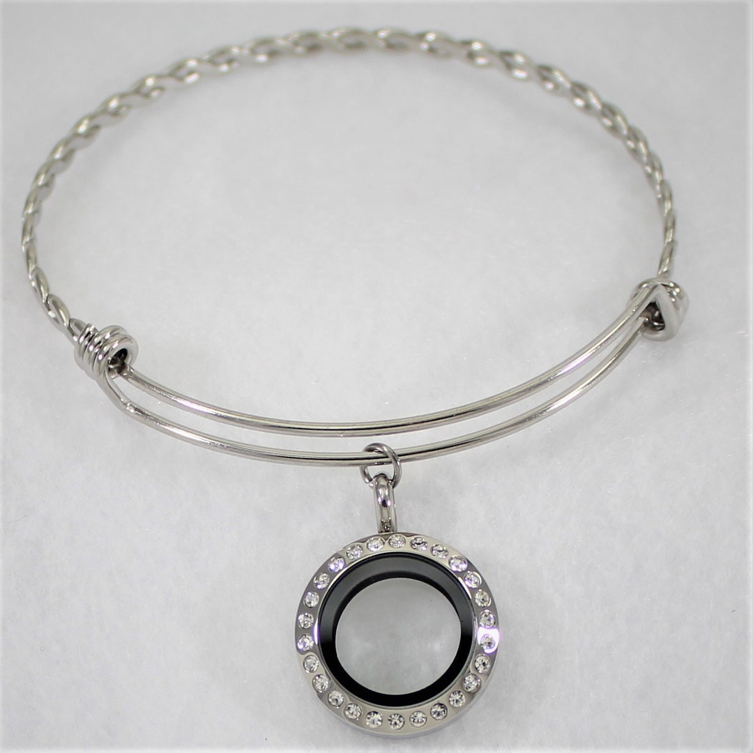 20mm Floating Locket Expandable Bangle Bracelet / Glass Locket / Memory ...
