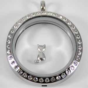 Charm flotante de gato para medallón de cristal