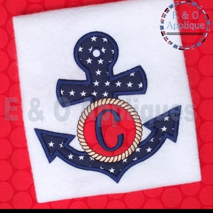 Kotwica Monogram aplikacja - morskie haftu - lato - żegluga - Monogram cyfrowy projekt - projekt haftu Anchor