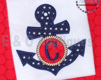 Anchor Monogram Applique Design - Nautical Embroidery Design - Summer Embroidery - Boating Applique - Monogram Machine Embroidery
