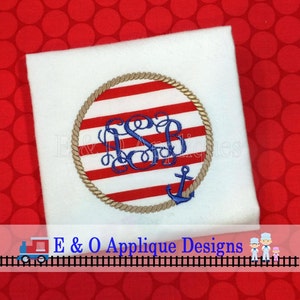 Seil Monogramm - Maschine Applikation - digitales Design - Maritimes Anker - Monogramm - digitale Stickmuster - Anker-Stickerei-Entwurf