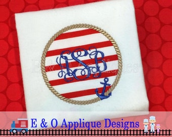 Anchor Rope Monogram - Machine Applique - Digital Design - Nautical - Monogram - Digital Embroidery Design - Anchor Embroidery Design