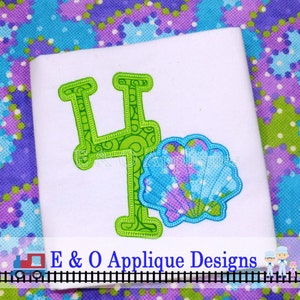 4 Seashell Digital Applique Design - Shell Machine Applique Design - Beach Birthday Applique - 5 sizes