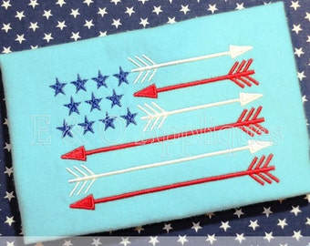 American Flag Arrow Embroidery Design - 4th of July Embroidery - Patriotic Applique Design - Digital Download