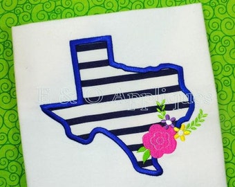 Texas Floral état numérique Applique Design - Design Floral - 6 tailles d’État