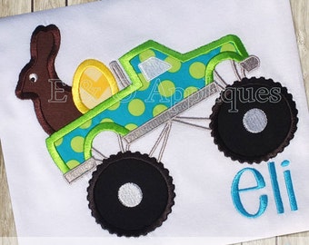 Monster Truck Easter Applique - Monster Truck Applique - Easter Monster Truck Applique Design - Monster Truck Embroidery Design