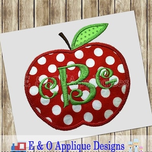Apple Applique - Apple Embroidery Design - Back to School Applique - Apple Picking Applique - Apple Monogram Applique - Apple Monogram