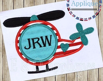Helicopter Monogram Applique - Helicopter Heart Applique - Valentine Helicopter Applique Design - Helicopter Embroidery Design