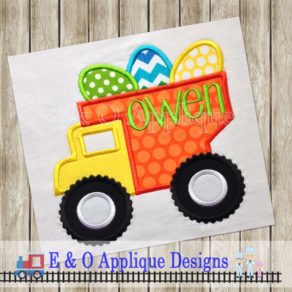Dump Truck Easter Applique - Dump Truck Applique - Easter Applique - Easter Dump Truck Applique Design - Easter Embroidery Design