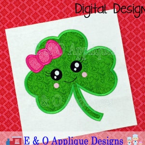 Clover Girl Applique Design - St Patrick&#39;s Applique Design - St Patrick&#39;s Embroidery Design - Kawaii Embroidery - Machine Embroidery Design
