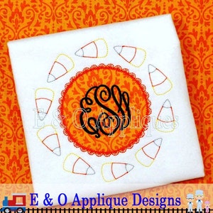 Candy Corn Monogram Frame Applique Design - Halloween Monogram Digital Embroidery Design - Machine Embroidery Design - Candy Corn Embroidery