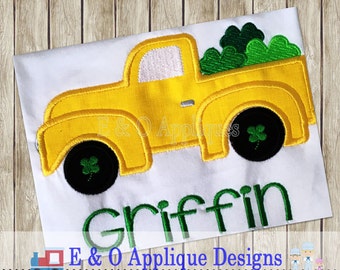 Truck with Clovers Applique Design - St Patricks Truck Applique Design - St Patricks Applique Design - Clover Embroidery Design - Digital