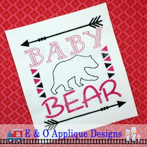 Baby Bear Embroidery Design - Tribal Embroidery Design - Baby Bear - Bear Embroidery Design - Aztec Embroidery - Digital Design