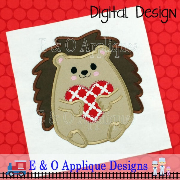 Hedgehog Heart Applique Design - Hedgehog Embroidery Design - Valentine's Embroidery Design - Digital Design