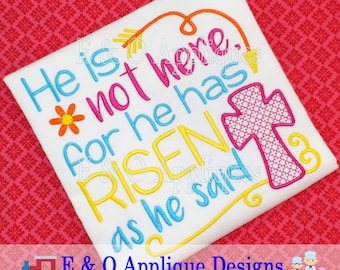 Christian Easter Embroidery Design - Easter Embroidery Design - Christian Embroidery Design - He Has Risen Embroidery - Digital Design
