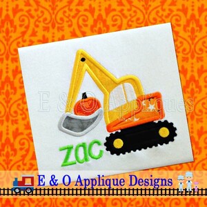 Construction Applique Design, Digger Embroidery Design, Backhoe Applique, Excavator Applique, Fall Applique, Digital Design-Instant Download