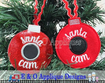 Santa Cam Ornament Embroidery Design, In The Hoop Embroidery Design, ITH Embroidery Christmas Ornament, ITH Santa Cam Ornament