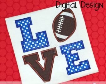 Football Applique Design - Love Football Applique Design - Football Embroidery Design - Sports Applique - Sports Embroidery - Digital Design