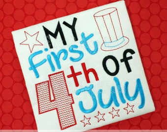 My First 4th of July Embroidery Design for Babies - 4th of July Embroidery File - Patriotic Embroidery Saying