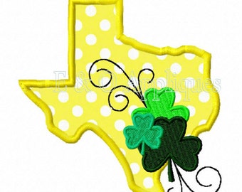 Texas Shamrock State Applique Design - State Embroidery Design - Digital Design - 6 Sizes
