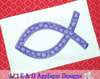 Ichthys Applique Design - Christian Fisch Applikation Design - Jesus-Applikation Design - Christian Applique Design - digitale Applikation Design