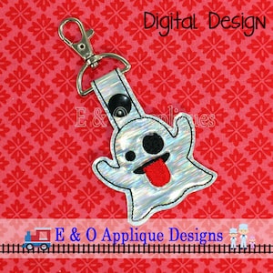 Disegno di ricamo di emoji fantasma linguetta a scatto, Emoji, Ghost, In cerchio ricamo, ricamo di Emoji, Halloween, automatici scheda, portachiavi, portachiavi