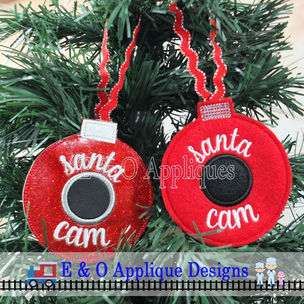 Santa Cam Ornament Embroidery Design, In The Hoop Embroidery Design, ITH Embroidery Christmas Ornament, ITH Santa Cam Ornament