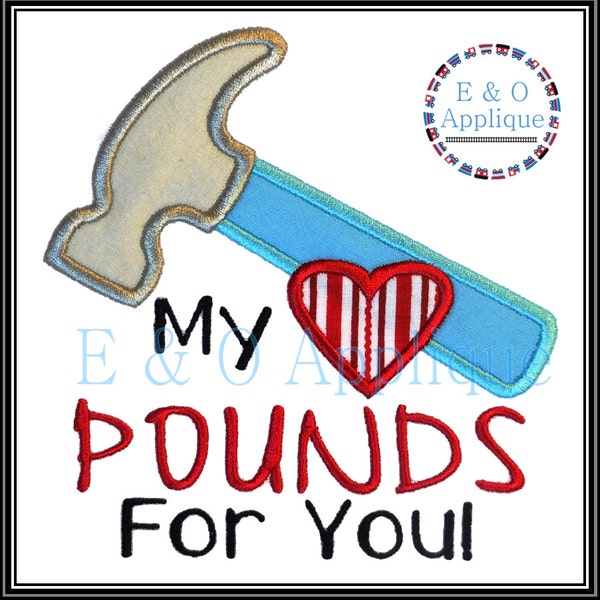 My Heart Pounds For You Applique - Valentine Embroidery Design - Valentine's Day Applique - Hear Applique Design - Heart Pounds Embroidery