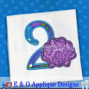 2 Seashell Digital Applique Design - Shell Machine Applique Design - Beach First Birthday Applique