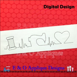 Sewing Heartbeat Embroidery Design - Sewing Thread Embroidery - Machine Embroidery Design
