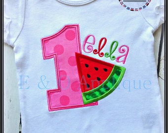 Watermelon Birthday Applique Design - Watermelon Applique - Summer Birthday Applique - Birthday Applique - Watermelon Embroidery Design