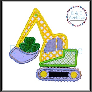 Digger St Patricks Applique Design - St Patrcks Applique Design - Digger Construction Applique